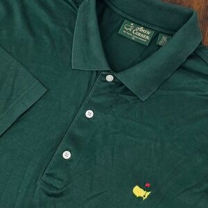 Amen Corner Masters Golf Polo Shirt Mens XL Green Pima Cotton Short Sleeve Logo